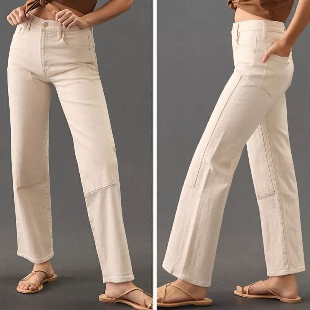 NWT Mother Superior Bee's Knees Rambler Zip Ankle Jeans Womens 31 Act Natural